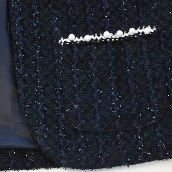 Pearl Trim Textured Jacket - Black - doe a dear
