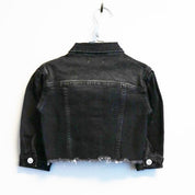 Pink Stud Distressed Black Denim Jacket - doe a dear