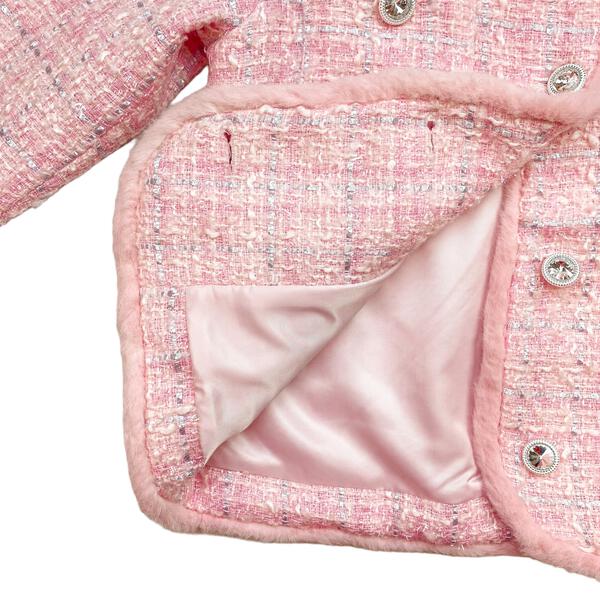 Pink Fur Trim Tweed Jacket - doe a dear