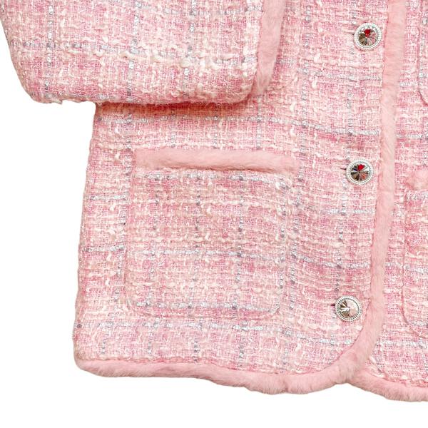 Pink Fur Trim Tweed Jacket - doe a dear
