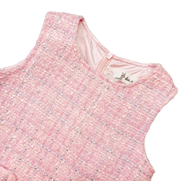 Pink Fur Trim Tweed Dress - doe a dear