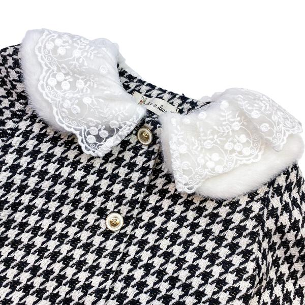 Lace Fur Collar Houndstooth Jacket - doe a dear