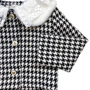 Lace Fur Collar Houndstooth Jacket - doe a dear