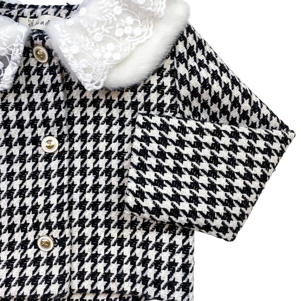 Lace Fur Collar Houndstooth Jacket - doe a dear