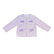 Purple Bowtie Pearl Trim Tweed Jacket - doe a dear