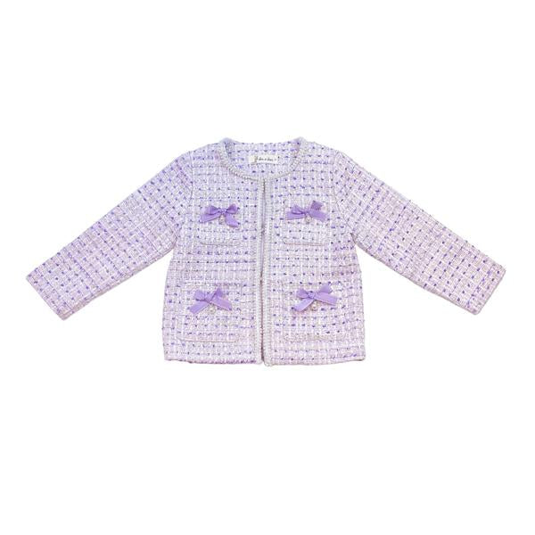 Purple Bowtie Pearl Trim Tweed Jacket - doe a dear