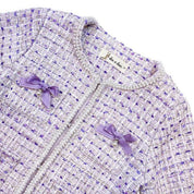 Purple Bowtie Pearl Trim Tweed Jacket - doe a dear