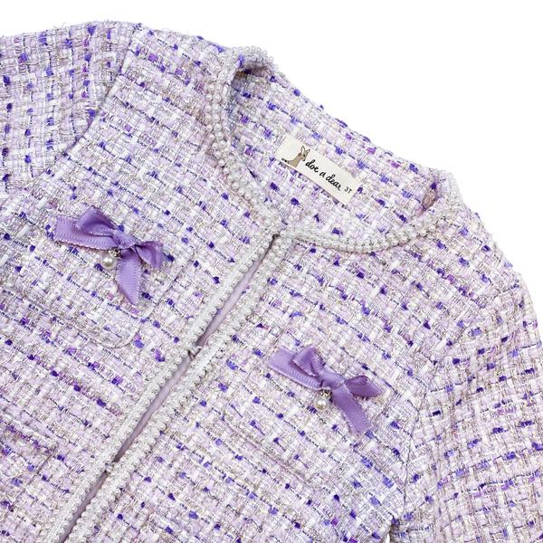 Purple Bowtie Pearl Trim Tweed Jacket - doe a dear