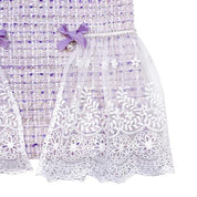 Purple Bowtie Lace Trim Tweed Dress - doe a dear