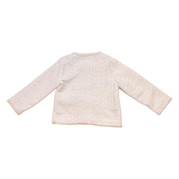 Pink Floral Lace Trim Tweed Jacket - doe a dear