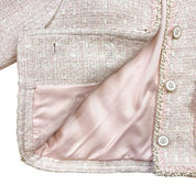 Pink Floral Lace Trim Tweed Jacket - doe a dear