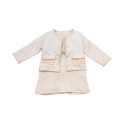 Pink Floral Lace Trim Tweed Dress - doe a dear