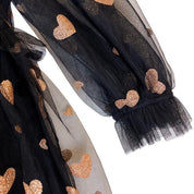 Black Glitter Heart Mesh Dress - doe a dear