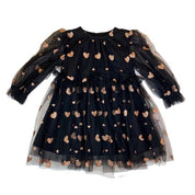 Black Glitter Heart Mesh Dress - doe a dear
