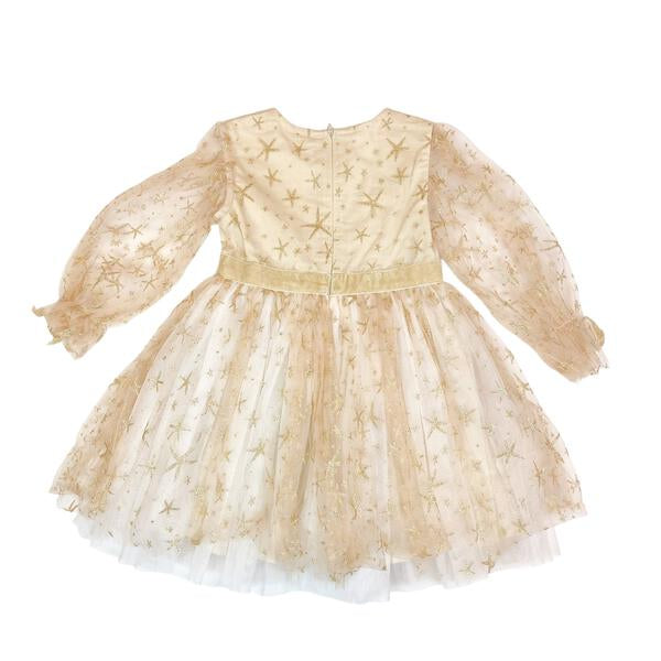 Gold Glitter Star Mesh Dress - doe a dear