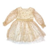 Gold Glitter Star Mesh Dress - doe a dear