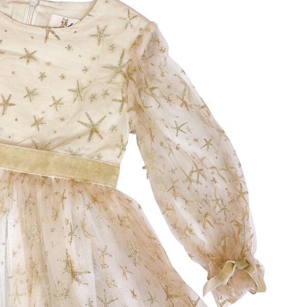 Gold Glitter Star Mesh Dress - doe a dear