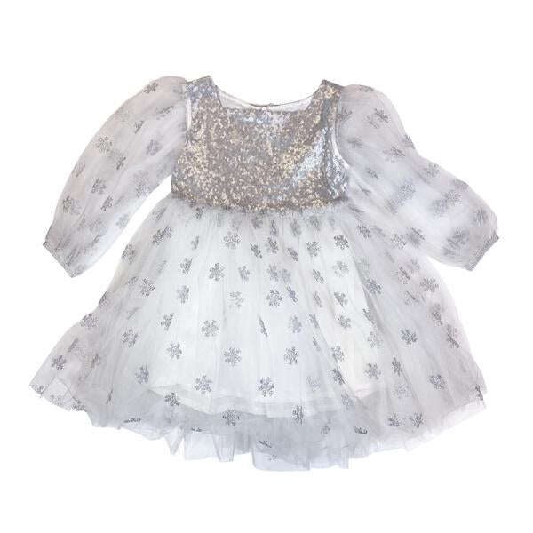 Glitter Snowflake Mesh Dress - doe a dear