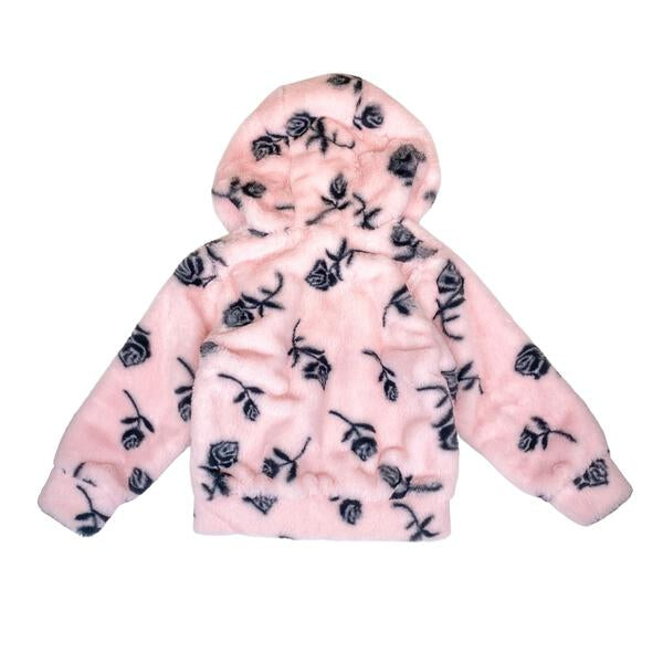 Rose Furry Hooded Jacket - doe a dear