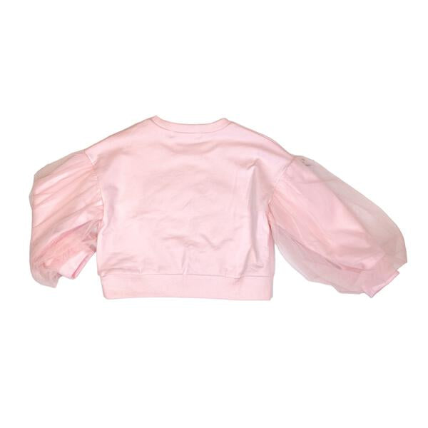 Pink Mesh Sleeves Bowtie Top - doe a dear