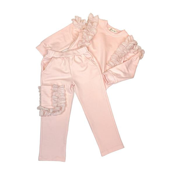 Cotton Lace Trim Single Pocket Joggers - doe a dear