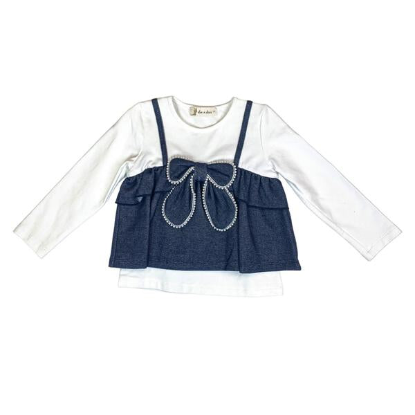 2-In-1 Bowtie Denim Top - doe a dear