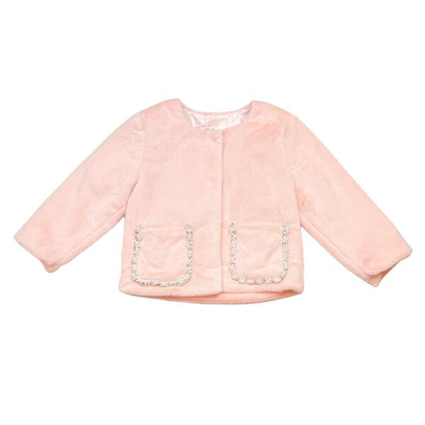 Embellished Trim Pink Fur Jacket - doe a dear
