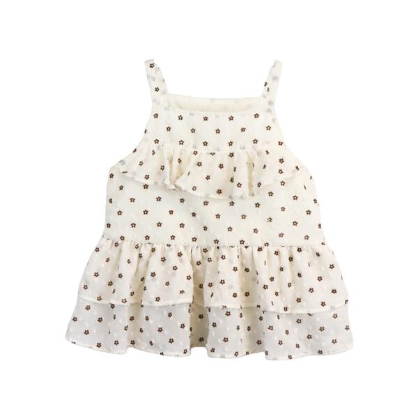 Ruffle Trim Floral Beige Vest - doe a dear