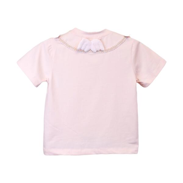 Pink 3D Angel Wings Trim Tee - doe a dear