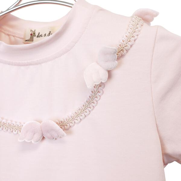 Pink 3D Angel Wings Trim Tee - doe a dear