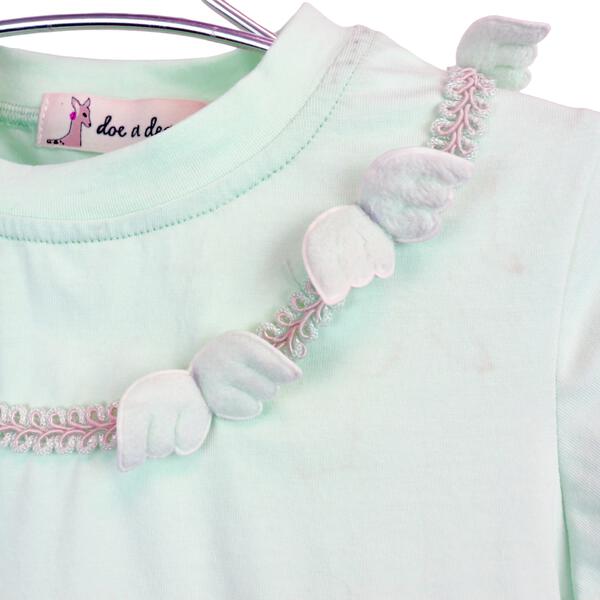 Green 3D Angel Wings Trim Tee - doe a dear