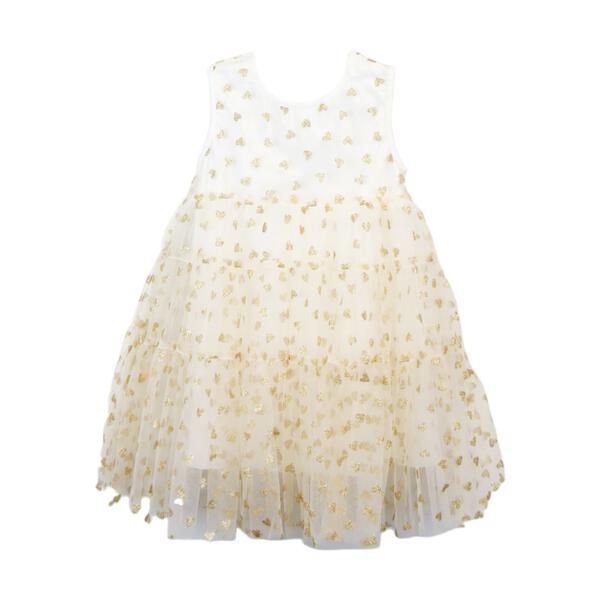 knee length dresses for ladies Gold Glitter Star Mesh Dress – doe a dear main image 1