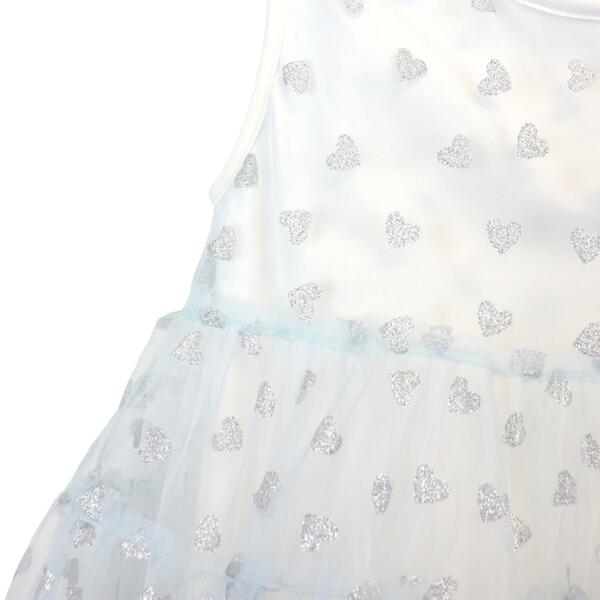 Blue Glitter Heart Mesh Layer Dress - doe a dear