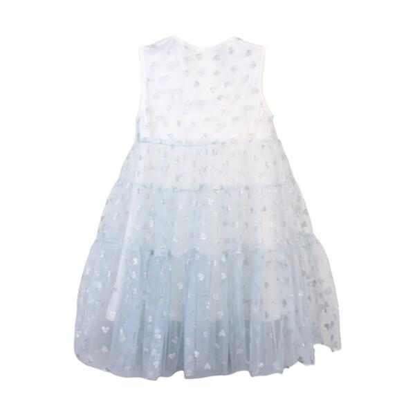 Blue Glitter Heart Mesh Layer Dress
