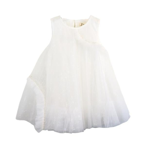 White Iridescent Print Sheer Dress