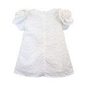 White 3D Cuff Floral Brocade Dress w/ Jewels - doe a dear