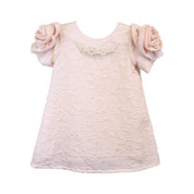 Pink 3D Cuff Floral Brocade Dress w/ Jewels - doe a dear