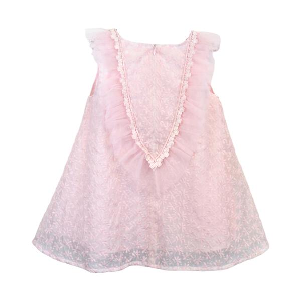 Pink Floral Embroidery Bib Dress - doe a dear