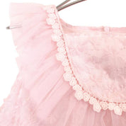 Pink Floral Embroidery Bib Dress - doe a dear