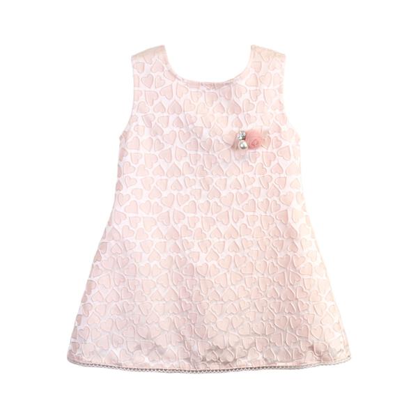 Pink Heart Brocade Dress w/ Brooch - doe a dear
