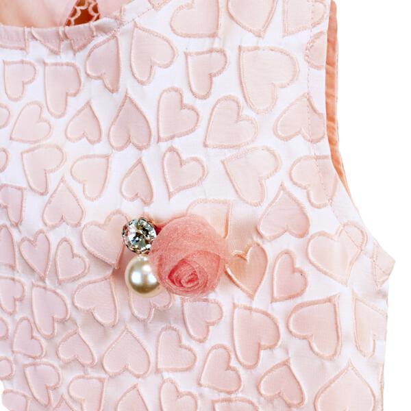 Pink Heart Brocade Dress w/ Brooch - doe a dear