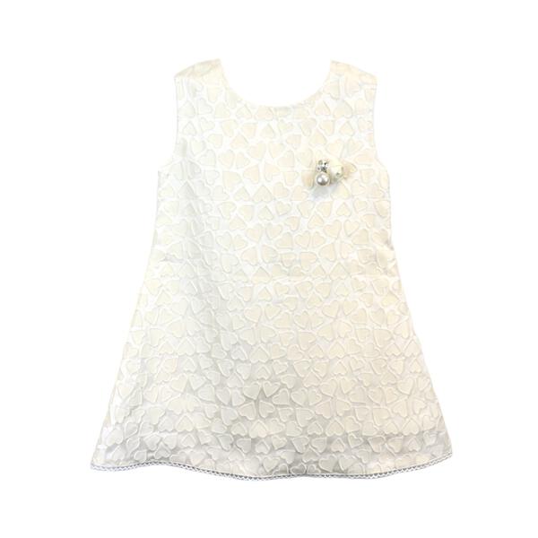 Ivory Heart Brocade Dress w/ Brooch - doe a dear