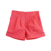 Crochet Trim Front Pleat Red Shorts - doe a dear