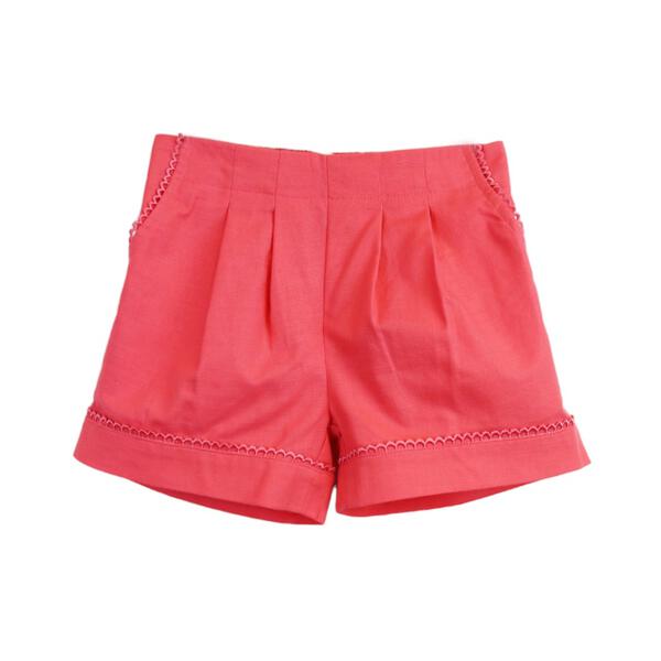 Crochet Trim Front Pleat Red Shorts - doe a dear