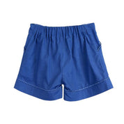 Crochet Trim Front Pleat Blue Shorts - doe a dear