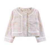 Pearl Trim Tweed Jacket - Multi Colored - doe a dear