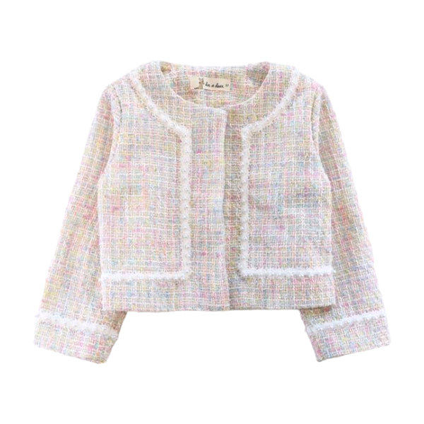 Pearl Trim Tweed Jacket - Multi Colored - doe a dear