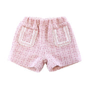 Sequin Trim Tweed Shorts - Pink - doe a dear