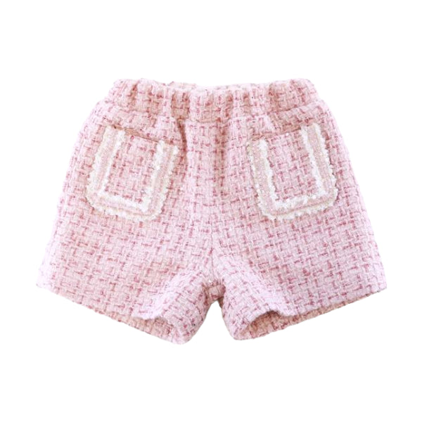 Sequin Trim Tweed Shorts - Pink - doe a dear