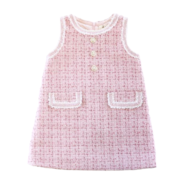 Pink Sequin Trim Tweed Dress doe a dear Pink Sequin Trim Tweed Dress doe a dear